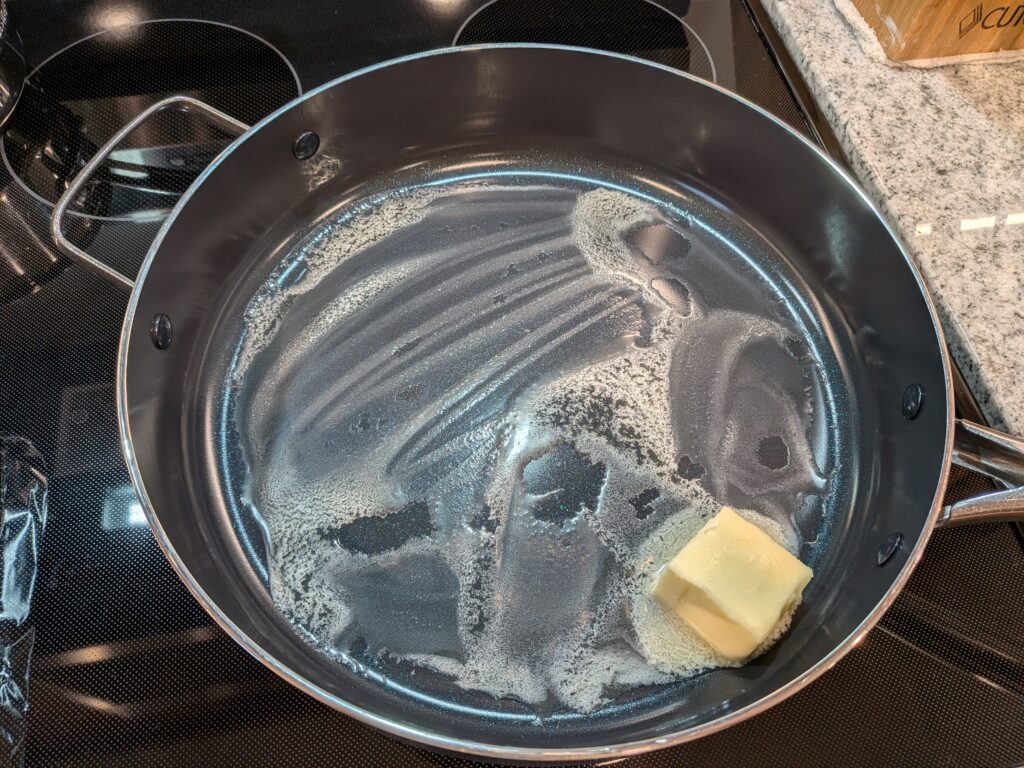 butter melting in pan