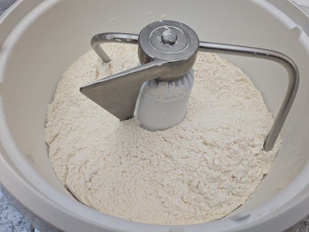 flour in mixer