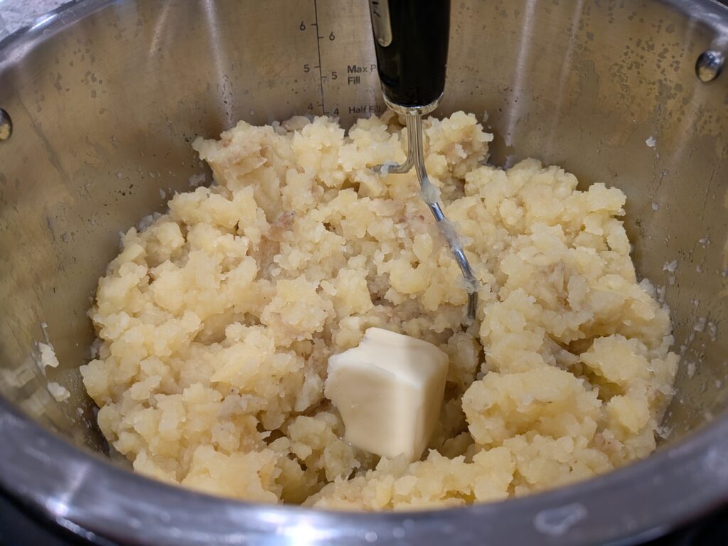 mashing potatoes