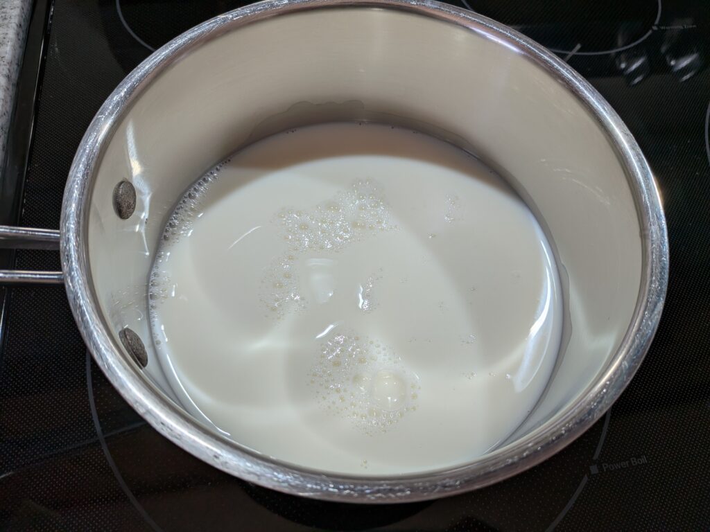 milk in pan