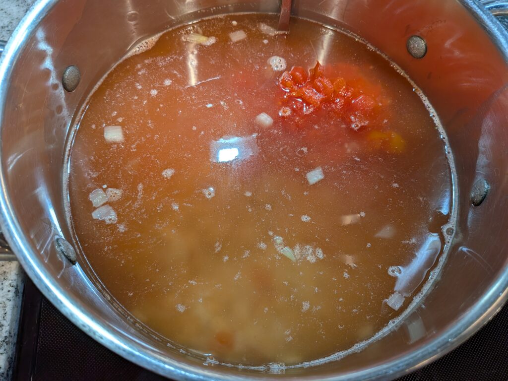 White Chicken Chili water added to pot