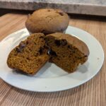 Soft homemade pumpkin chocolate chip muffins filled with chocolate chips